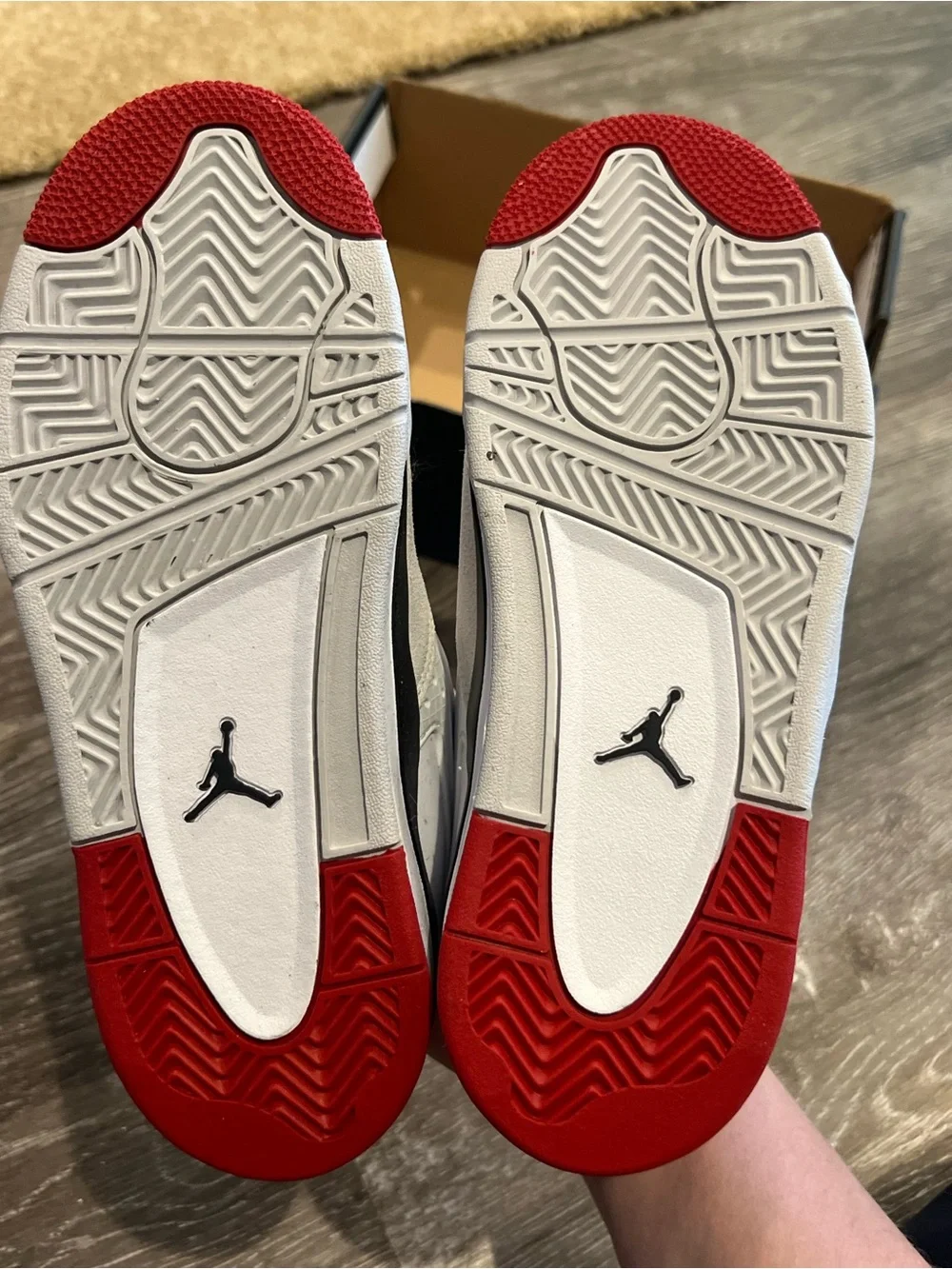 Nike Jordan 4 RM White and Red Low-Top Sneakers size 3Y
